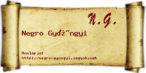 Negro Gyöngyi névjegykártya